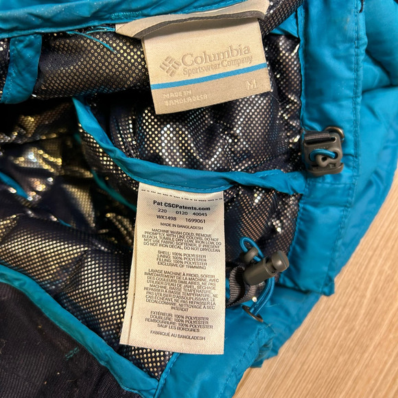 Columbia Omni Heat full zip puffer jacket, puffy coat, teal - Picture 5 of 5